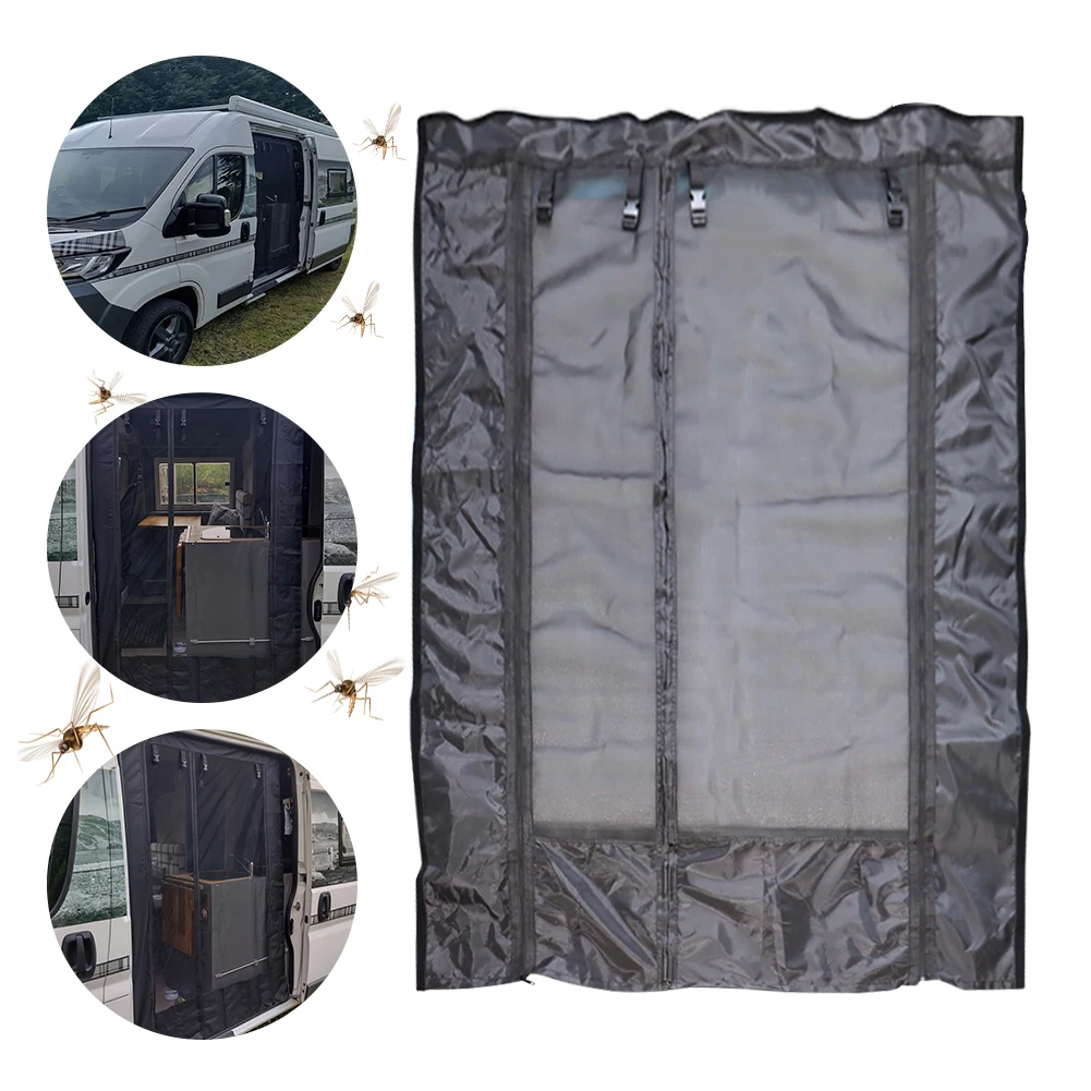 

Magnetic Caravan Door Curtain with Zipper Caravan Fly Screen Breathable Insect Mosquito Screen for Camper Sliding Door Back