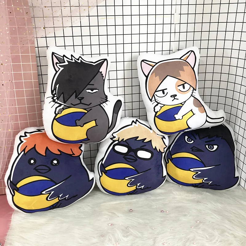 10/35cm Anime Haikyuu Animal Stuffed Pillow Doll Toy Hinata Shoyo Kageyama Tobio Crow Cat Plush Pendant Kids Gift Bag Decoration