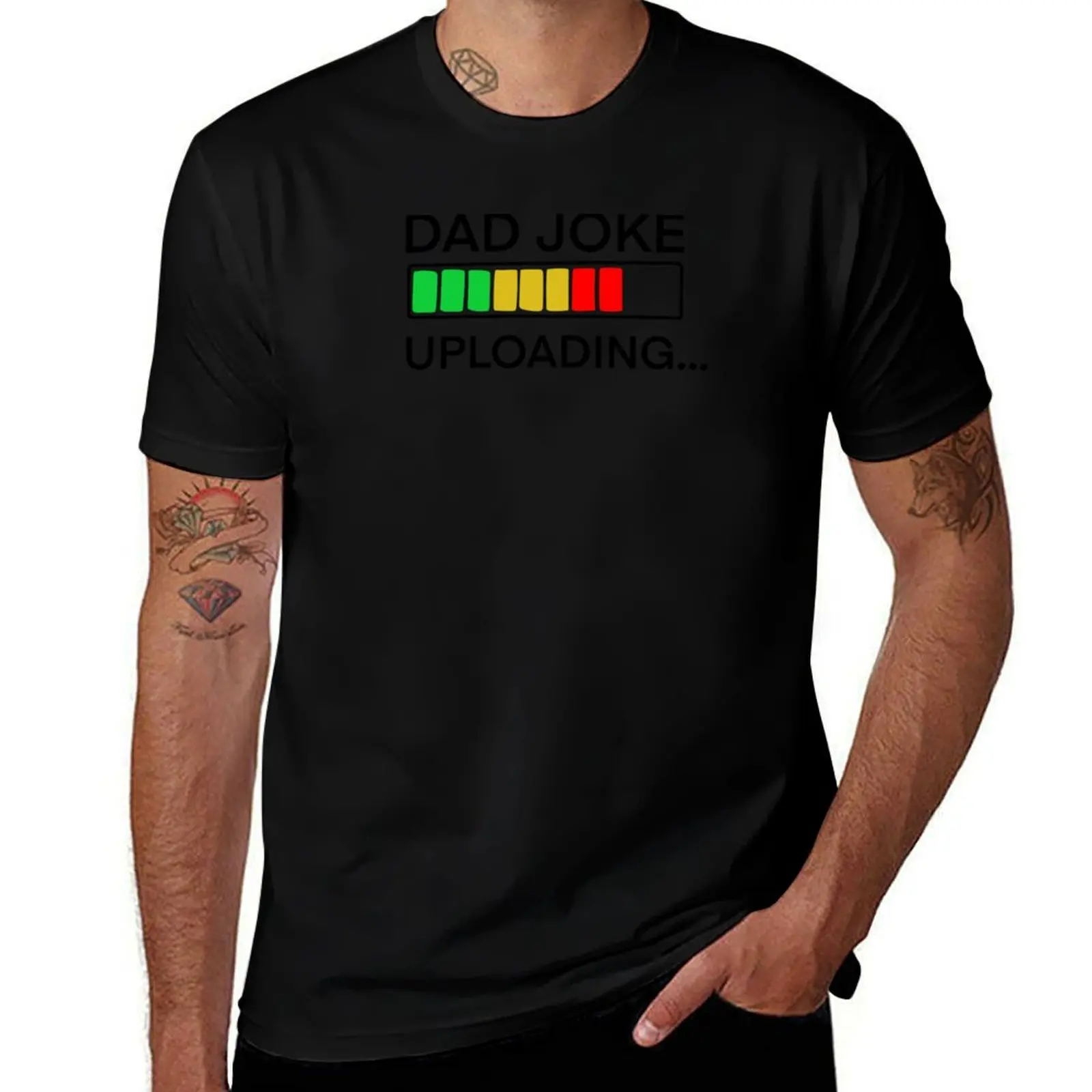 Fathers Day, Dad Joke Uploading T-Shirt Gym Wear Breathable Short Sleeve Tee T-Shirt