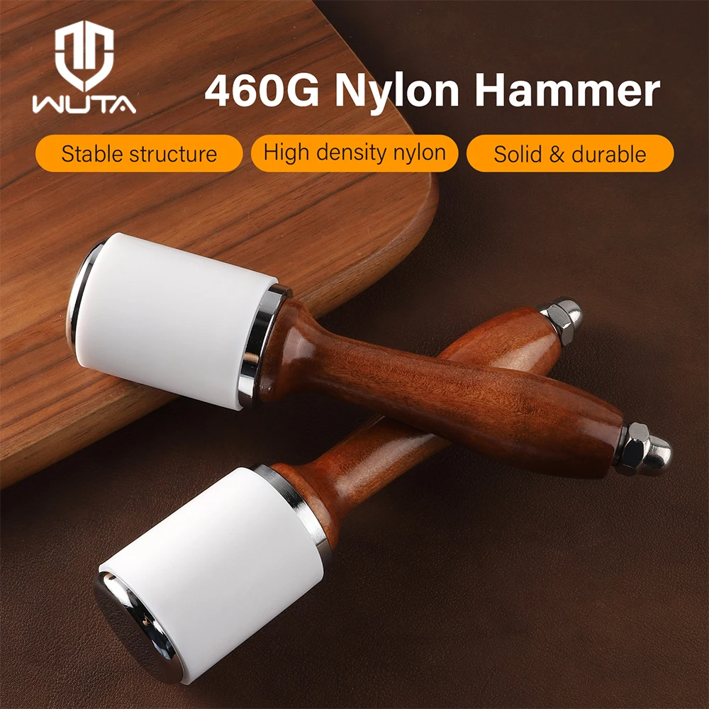 WUTA Professional Leather Carve Hammer 460g Nylon Hammers Mallet Wood Handle For Leathercraft Punch Printing Percussion DIY Tool