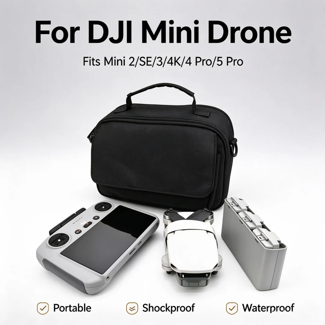 Portable Drone Carrying Case for DJI Mini 2/SE/3/4K/4 Pro/5 Pro Storage Bag Waterproof Shockproof Travel Handbag Accessories