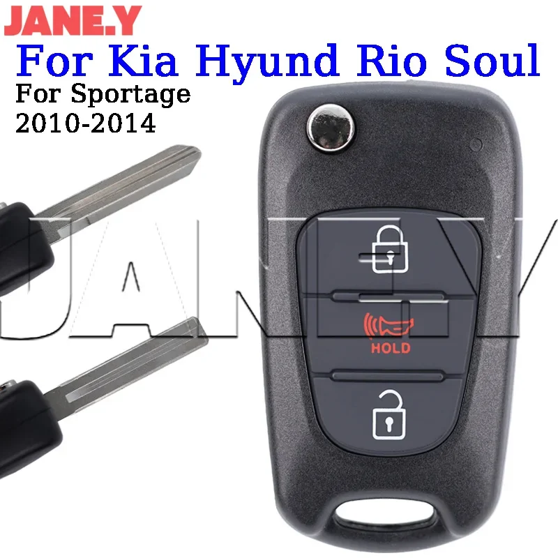 For Kia Hyund Rio Soul Key For Sportage 2010-2014 Flip Folding Remote Fob Car Key 3 Buttons Key Shell TOY40 HYN10R Blade With