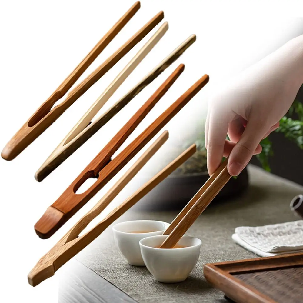 

New Bamboo Wood Tea Clips Straight Safe Food Toast Salad Tongs Durable Salad Clip for Bacon Sugar