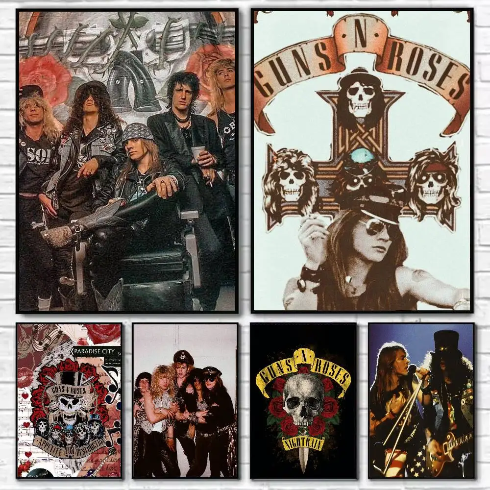

G-Guns N' R-Roses Rock Icon Shell Poster Self-adhesive Art Waterproof Paper Sticker Coffee House Bar Room Wall Decor