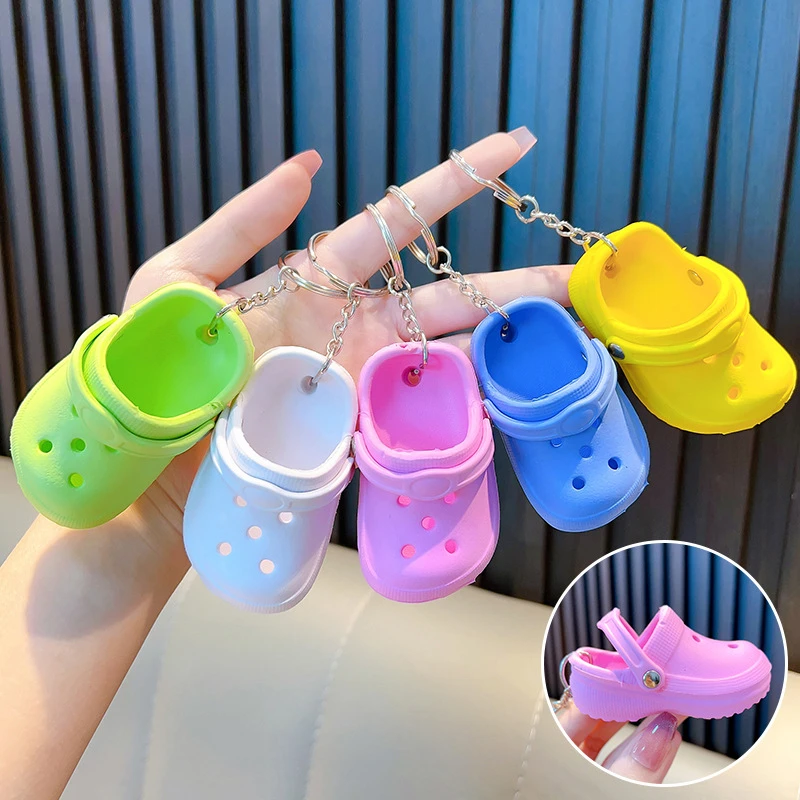 Mini Cute Crocs Keychain Soft Rubber Slippers Key Chain Backpack Pendant Wholesale