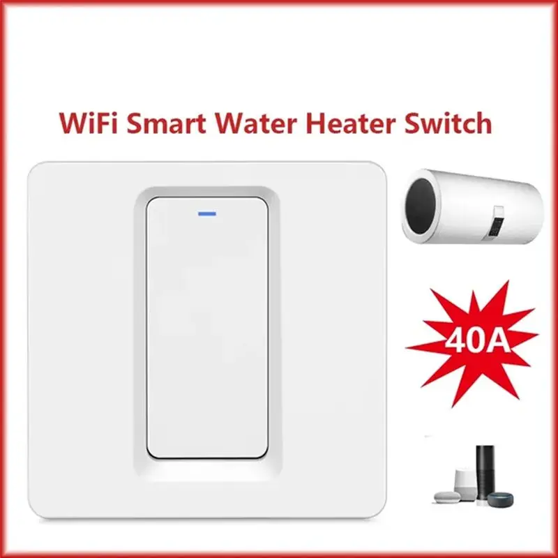 B86B Tuya Smart WiFi Water Heater Boiler Switch 40A, Smart Life Remote Voice Control for Alexa for Google Home, AC 110-240V