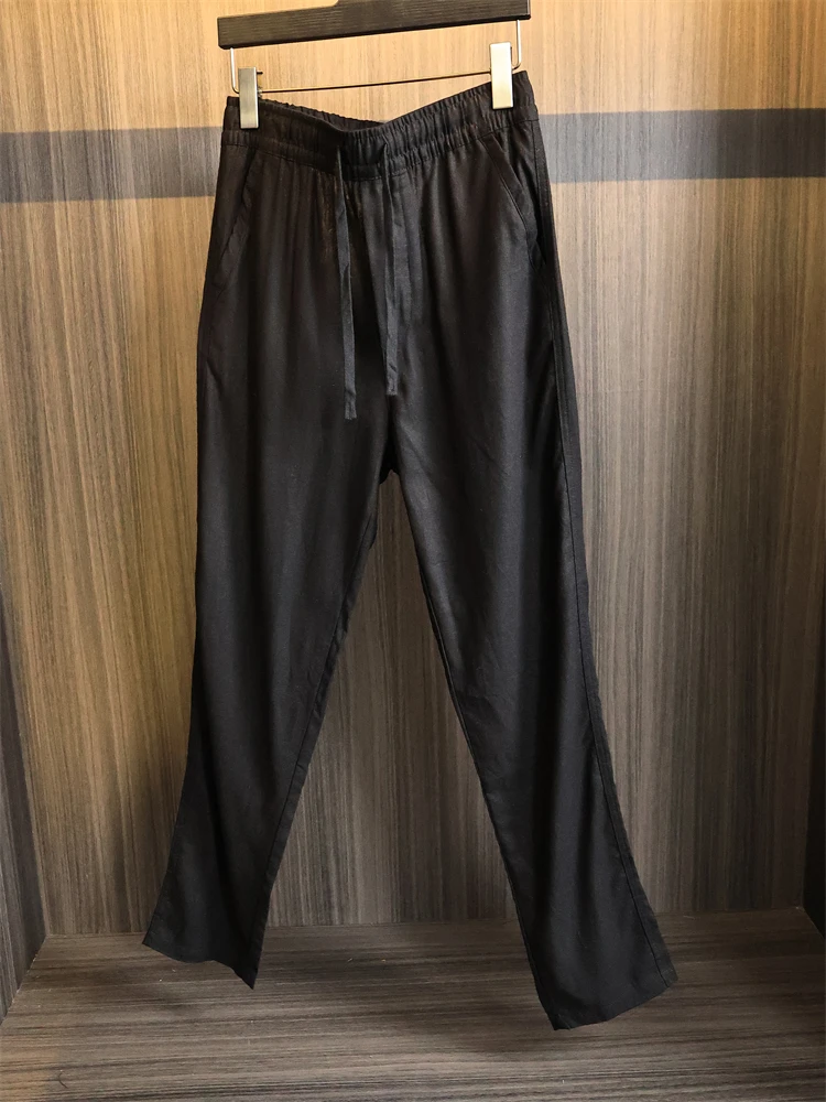 

l Comfortable Linen Blend Men's Spring Summer Casual Pants Breathable Not Scratchy Versatile Straight Leg Casual Trousers