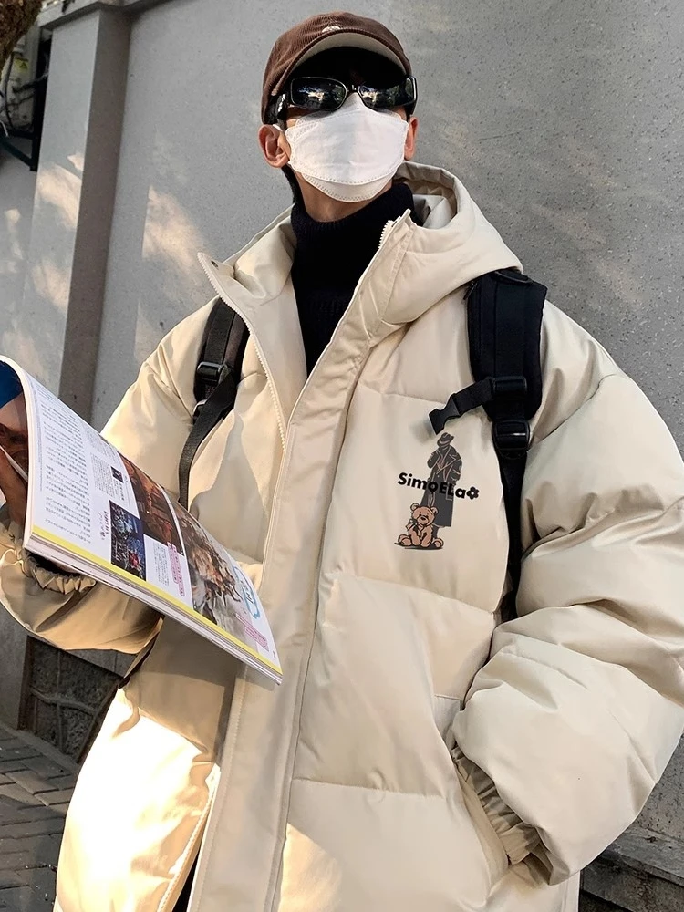 

Cleanfit Men's down Jaet Thiened Du down Puffer Coat Winter Warm Hooded Street Sle Couple's Bread Trendy Loose Fit