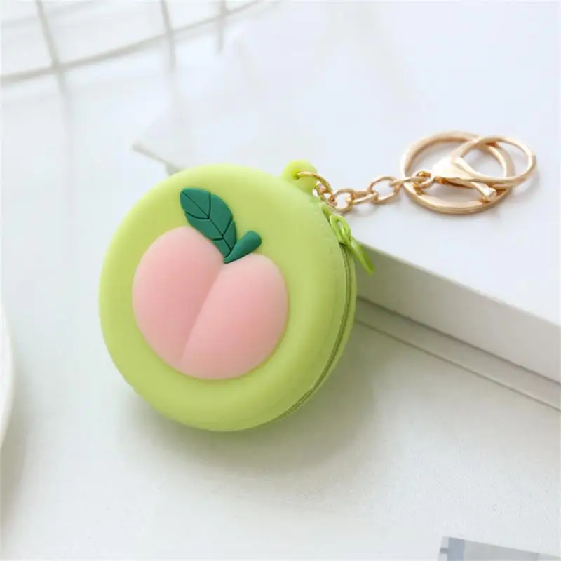 1pc Korean Cute Women Coin Wallet Pendant Keychain Silicone Round Coins Bag Small Girls Key Bag Mini Purse Kid Gift 2024 Keyring