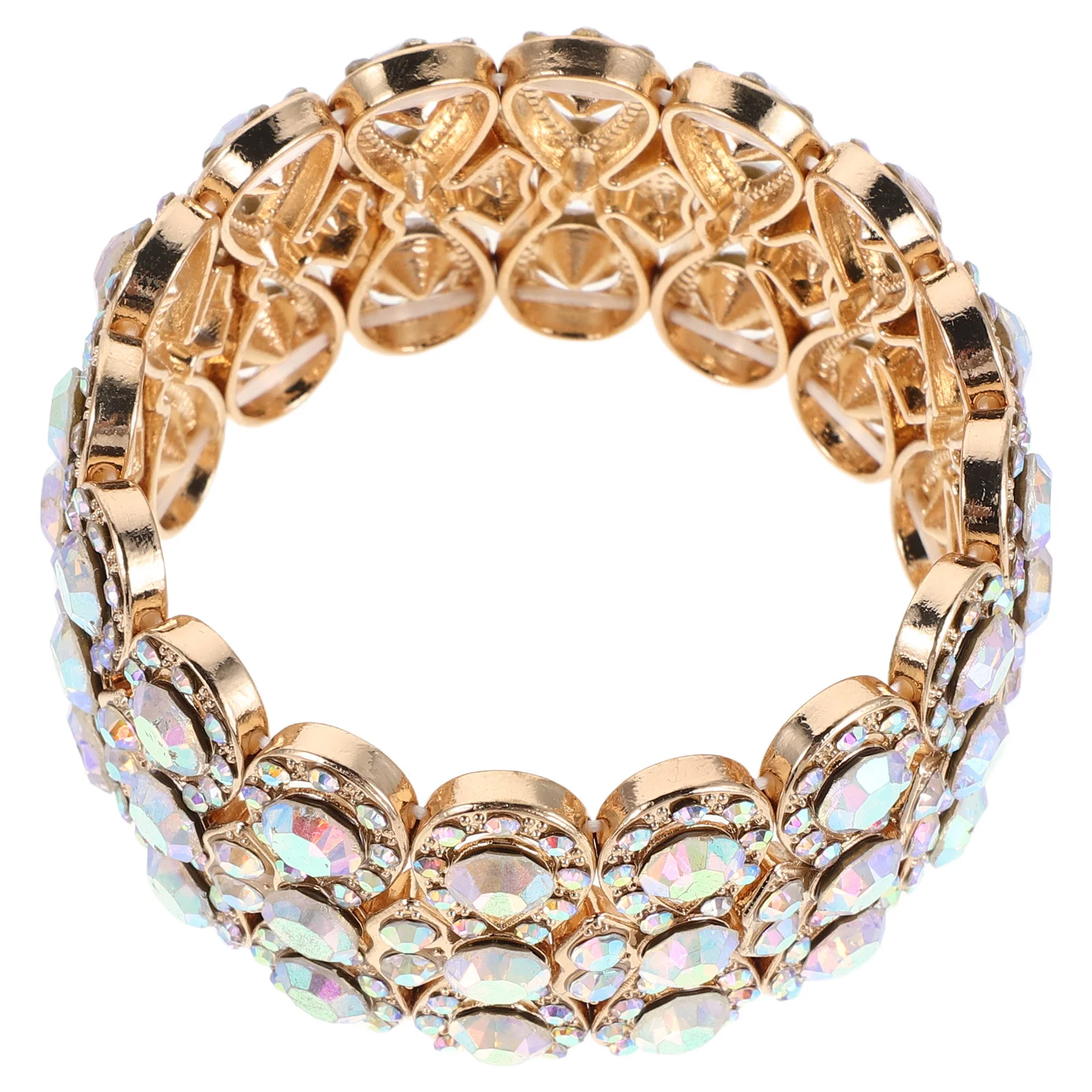 

Luxurious Rhinestone Bangle Bracelet for Women - Sparkly Stretch Cuff Design Perfect Bridal Wedding Party Prom Jewelry