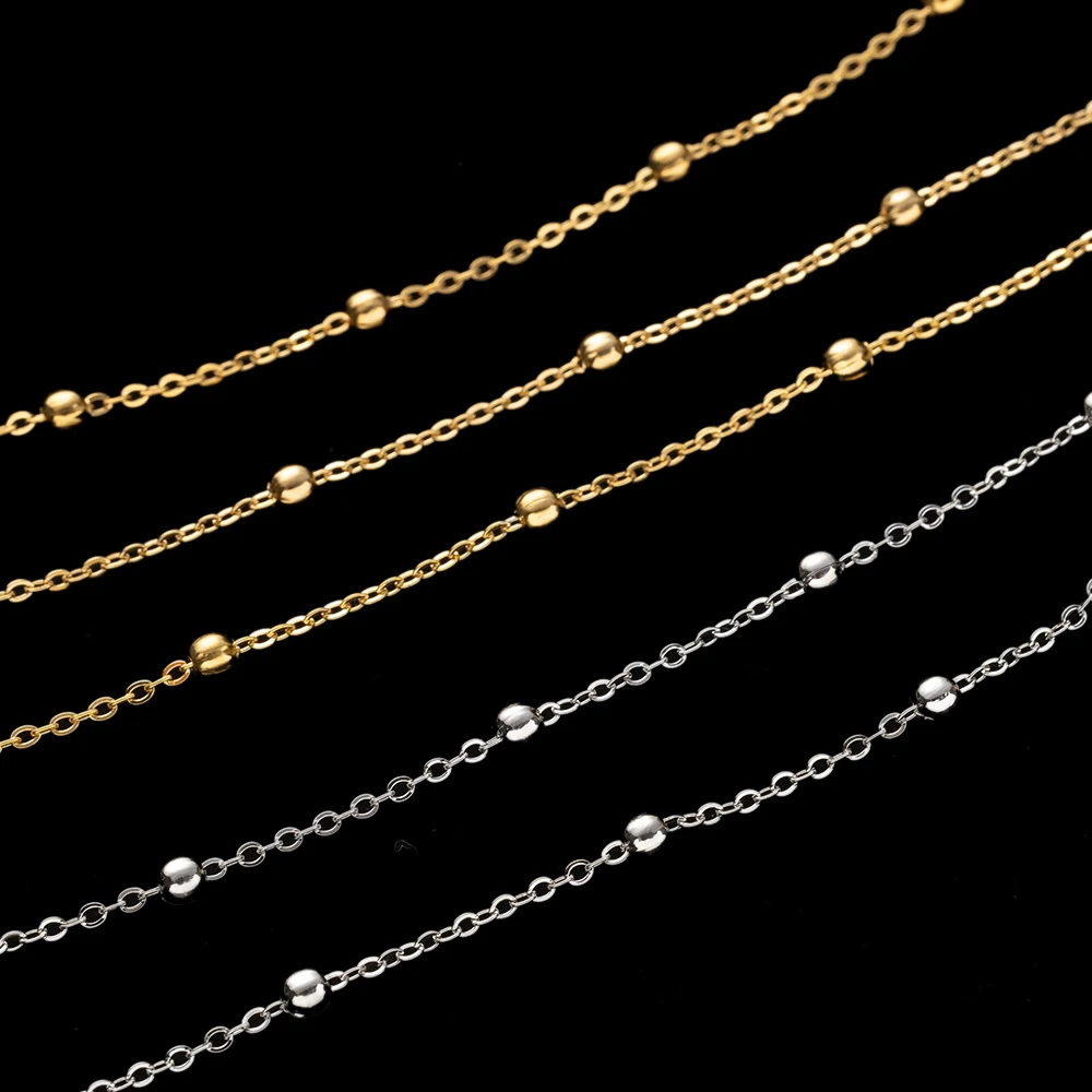 2 متر الفولاذ المقاوم للصدأ الخرز الذهبي سلاسل لصنع المجوهرات DIY النساء الرجال القلائد أساور اكسسوارات مكونات الحرف اليدوية #5