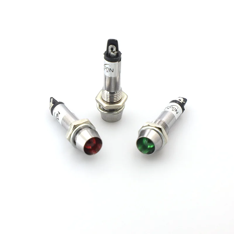 Metal Indicator Lights 8mm No Wire 12V 24V 220v Indication Waterproof Signal Lamp Mini LED Indicator Light Power Signal Lamp