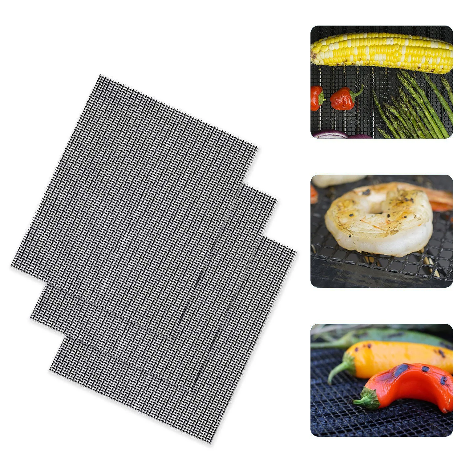 2pc Barbecue Net BBQ Mat Reusable Non-stick 40*33cm Baking Mat Cooking Grilling Sheet Heat Resistance Easily Cleaned Tools