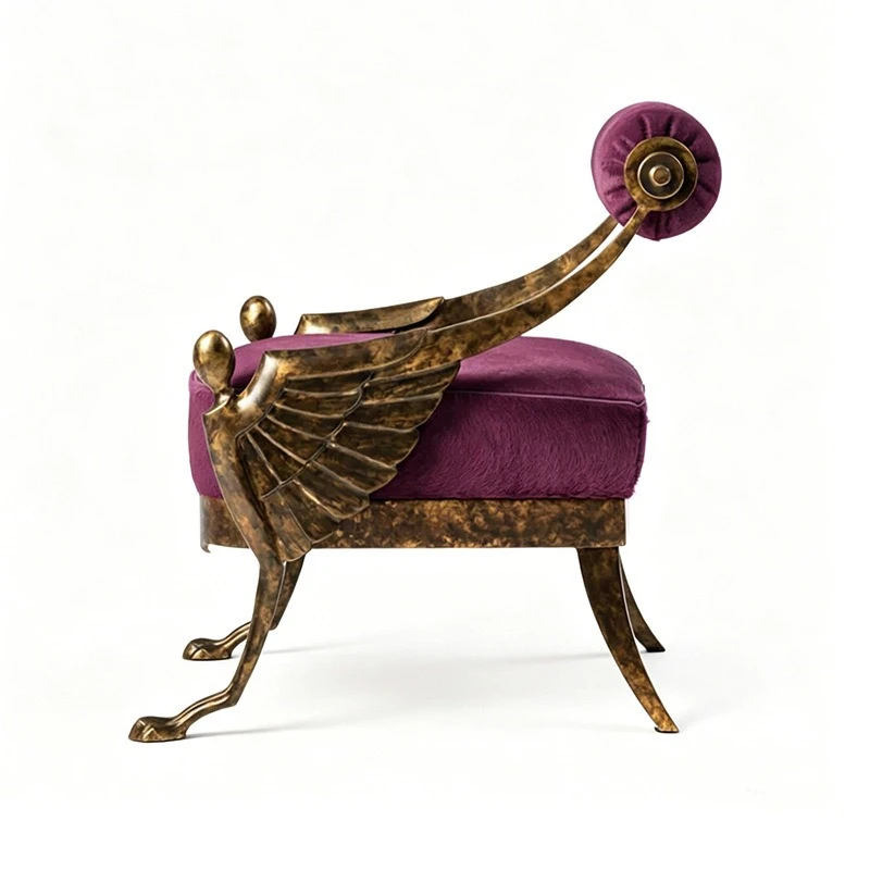 Light luxury single sofa chair living room French retro old designer pure copper leisure chair designer chair