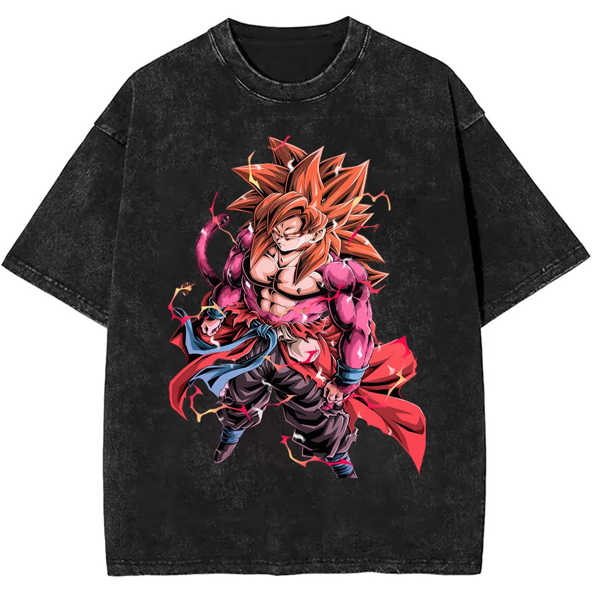 

2026 Summer Dragon Ball Vintage T-Shirt 100_ Cotton Heavyweight Washed Oversized Unisex Anime Vegeta & SSJ4 Goku Graphic Retro