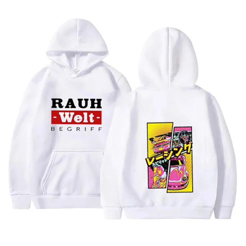 New Back Retro Turbo RWB 993 Hoodie Men Short Sleeve Hip Hop Street Boy Casual Tops Harajuku Drive Sport Car Fashion White Hoody