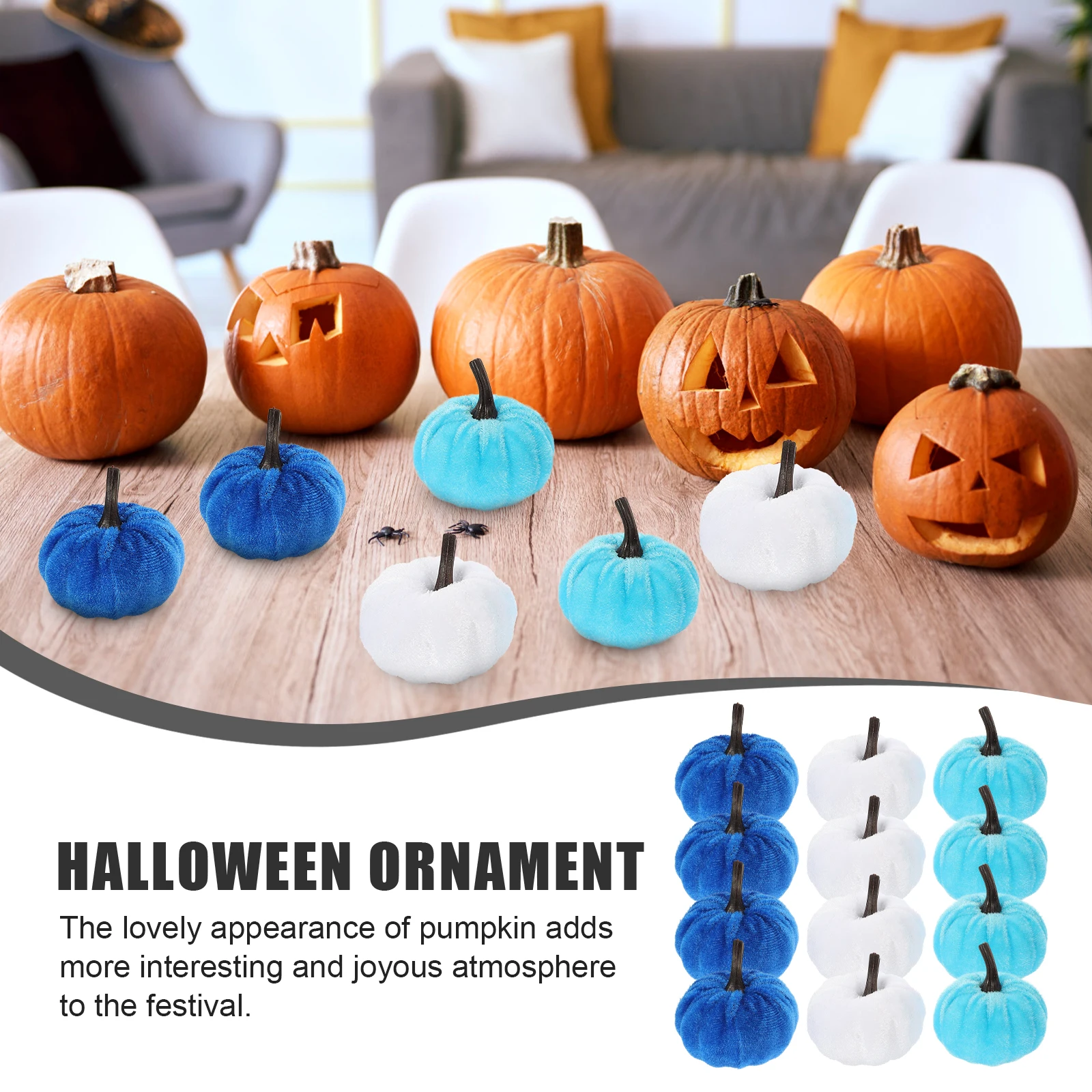 

12 Pcs Pumpkin Decorations for Home Colorful Fall Decorate Artificial Pumpkins Halloween