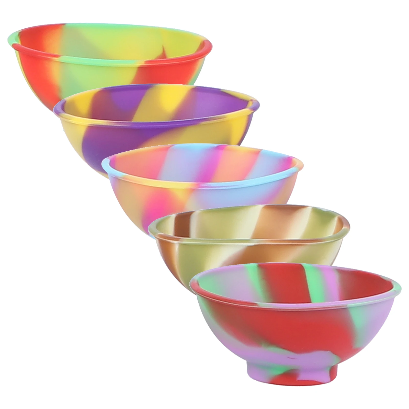 

5Pcs Kids Silicone Bowl Set Microwave Safe Lightweight Non-Slip Base Baby Rice Bowl for Food Storage Dining Table Use