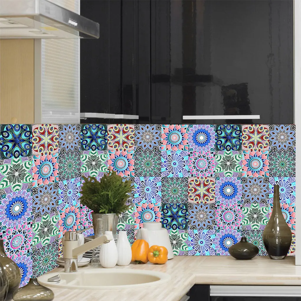 Carreau mural vinyle fleur autocollant Mural carrelage décalcomanie imperméable auto-adhésif carrelage autocollant, MZ-2-117, grand