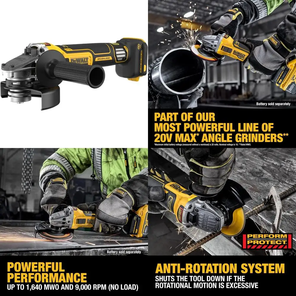 

Беспроводная бесщеточная шлифовальная машина с регулируемой скоростью от 4,5 до 5 дюймов, MAX XR 20 В, только инструмент, совместимость с длительным сроком службы батареи