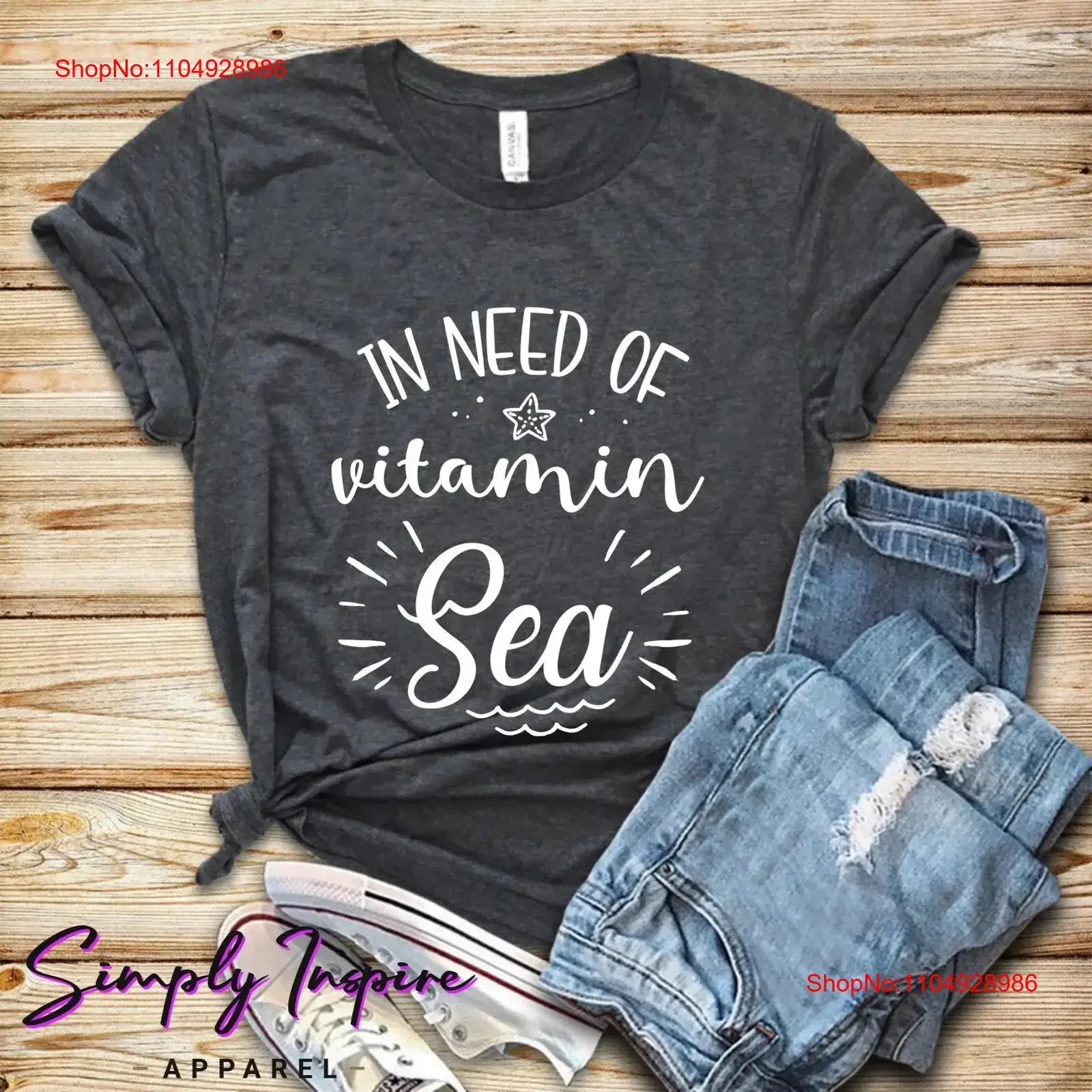 

Beach T Shirt In Need Of Vitamin Sea BoaT Ocean Traveling Vacation s Summer Cute vintage Washed fashion Slightly streetwear