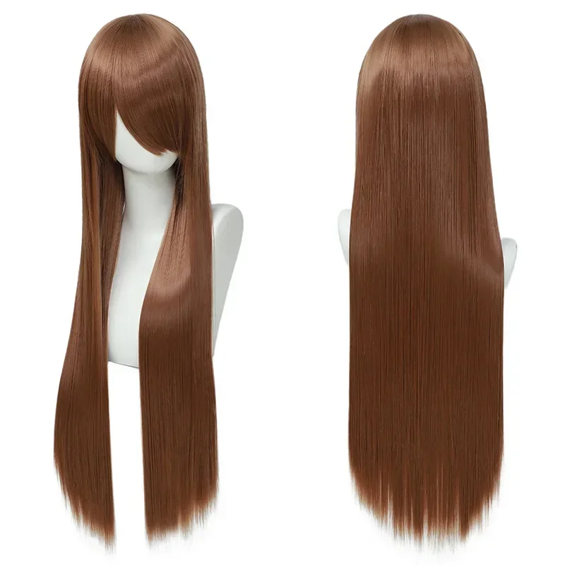 80cm Colorful Long Straight Synthetic Hair White Purple Black Cosplay Wig For Men And Women Anime Styling Free Wig Cap view 5