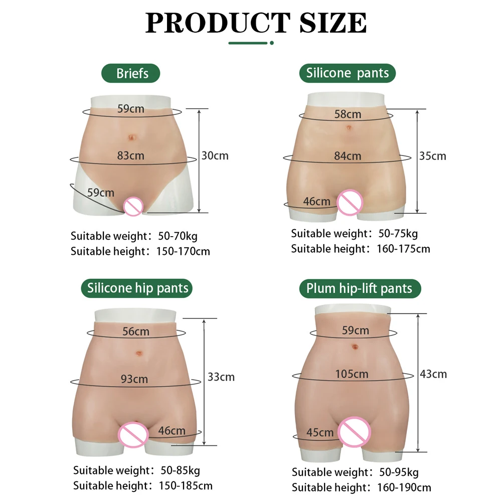U-Charmmore Silicone Realistic Vagina Pants Artificial Sex Fake Buttock Enhancer For Shemale Crossdresser Transgender Hip Lift