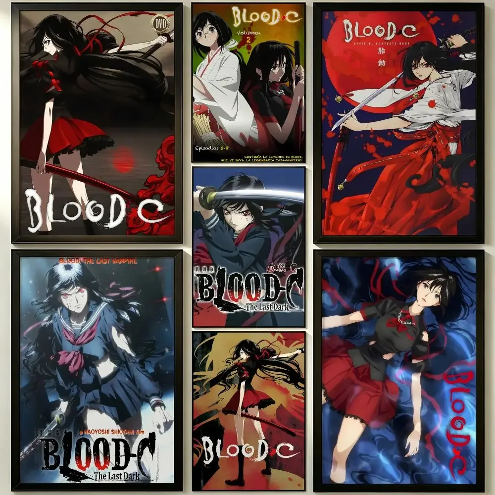 Blood-C Cool Dark Anime Self-Adhesive Poster Peel and Stick Waterproof Removable HD Print for Living Room Home Theater Decor