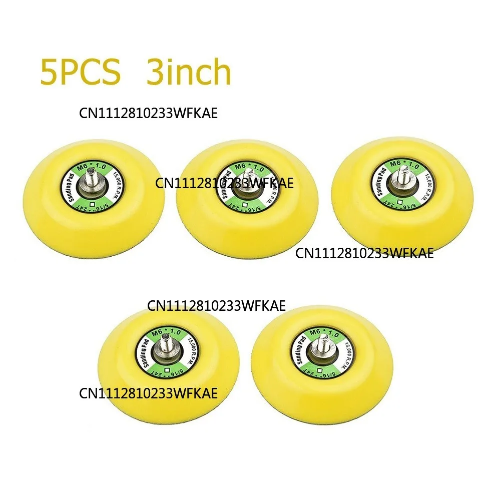 5Pcs 3inch 75mm Sanding Discs Hook and Loop M6 Thread Backing Pad for Air Sander Grinding Polishing Pad Abrasive Tools