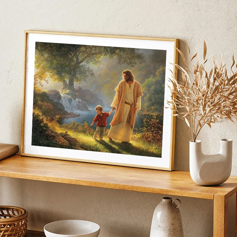 المسيحية الله يسوع الراعي المسيح المعتقد الإيمان قماش اللوحة امرأة سامريتان الملصقات يطبع جدار صورة فنية ديكور #5