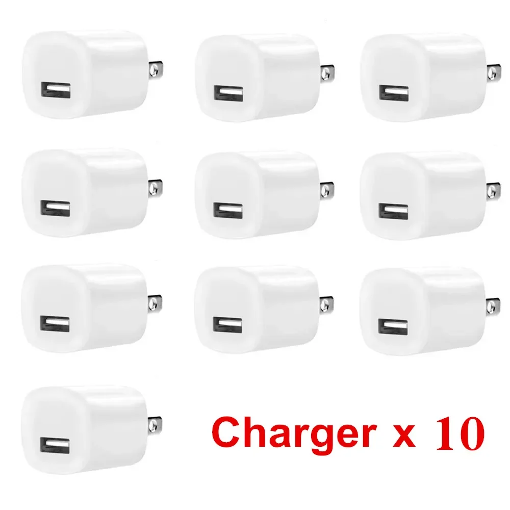 10pcs/lot USB Charger Wall Power Adapter for Samsung iPhone, HTC Cell Phones, US Plug, 5V, 1A, AC, Shipped within 12 Hours