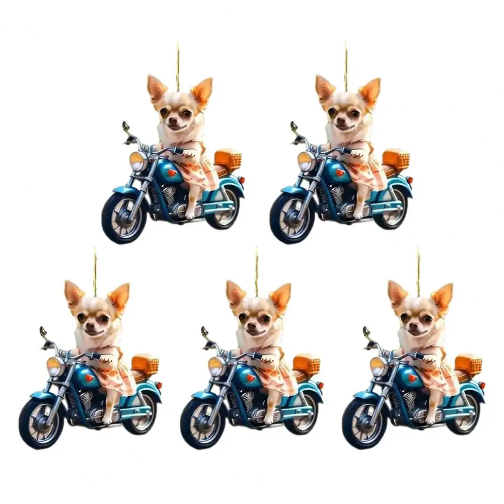 Vivid Dog Image Pendant Cycling Dog Car Pendant Accessory Set 2d Acrylic Rearview Mirror Charms Fun Themed for Vehicle for Car