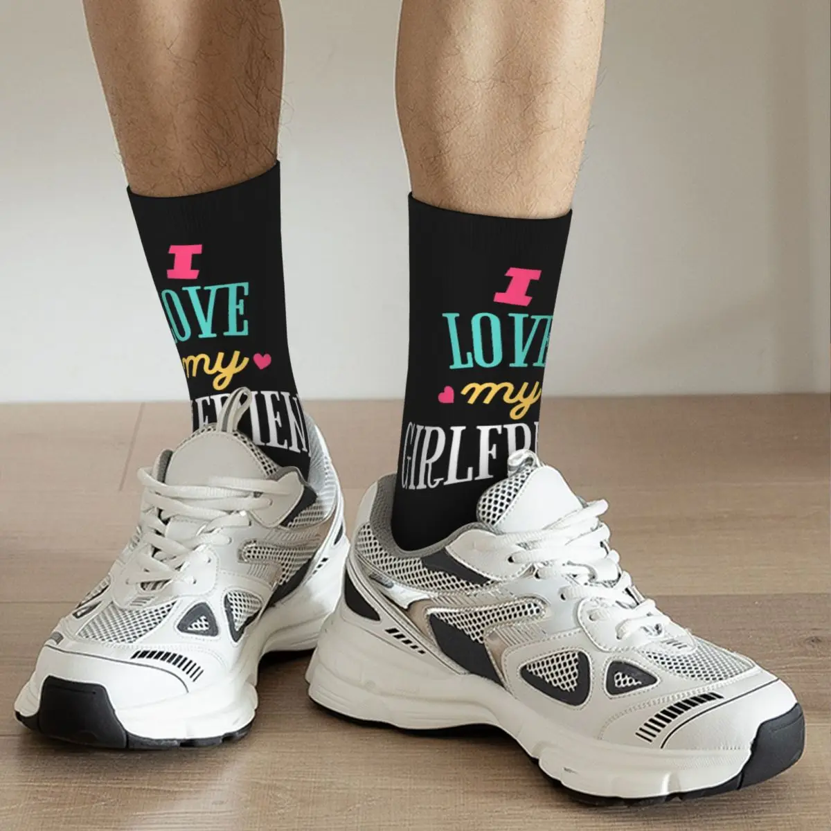 أنا أحب صديقتي الجوارب Harajuku جوارب امتصاص العرق كل موسم الجوارب الطويلة اكسسوارات للرجل المرأة هدية الكريسماس