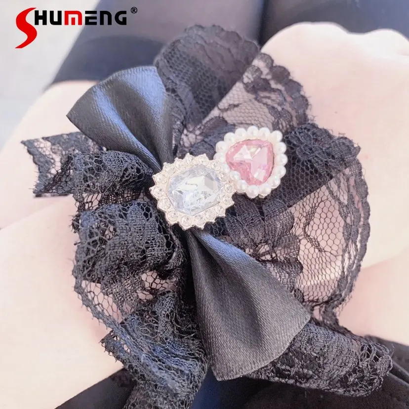 Sweet Bow Lace Oversleeves Sub-Cultural Disease Cute Handmade Jewelry Bracelet Lolita Japanese Style Cute Girl Bracelet Ornament