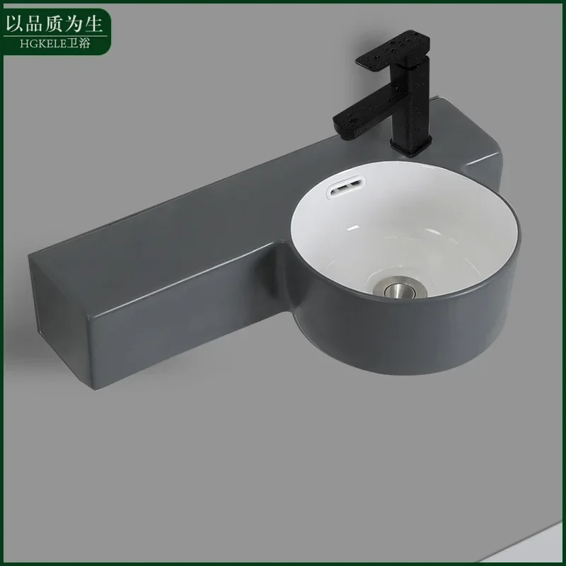 

New Chinese simple small apartment wall-mounted washbasin bathroom balcony ceramic washbasin narrow side washstand