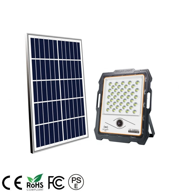 

Multi-user Intelligent Management IP67 LED 1080P Security Camera 32GB card radar Sensor Solar 100W Flood Light