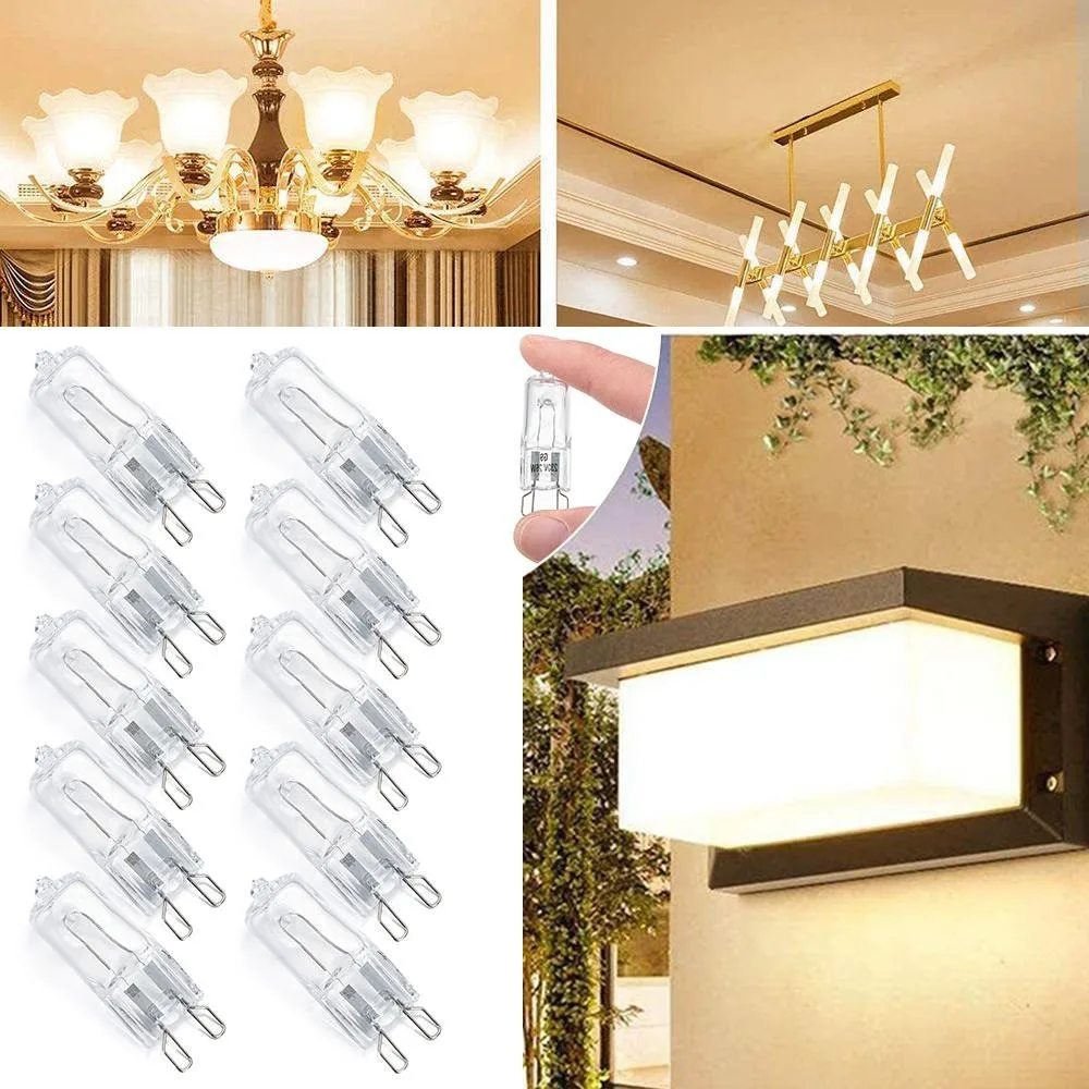 10pcs Quality G9 Halogen Light Bulbs 220V Energy Saving Filament Lamp 25W/40W/60W High Temperature Resistant Warm White Ovens