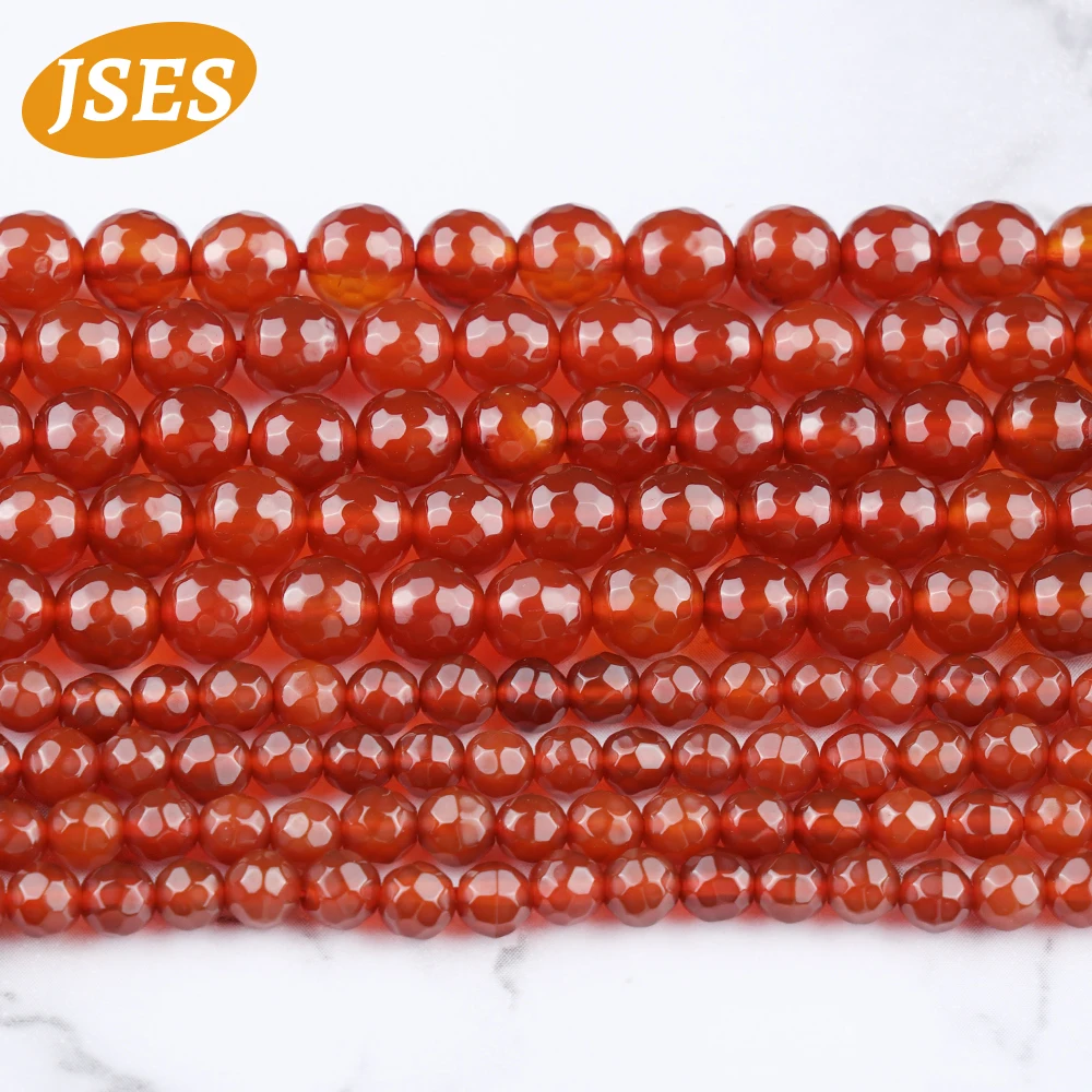 AA Natural Red Agate Onyx 4 6 8 10mm Faceted Beads for Jewelry Making Bracelets Necklace Wholesale DIY Beads Accessorries