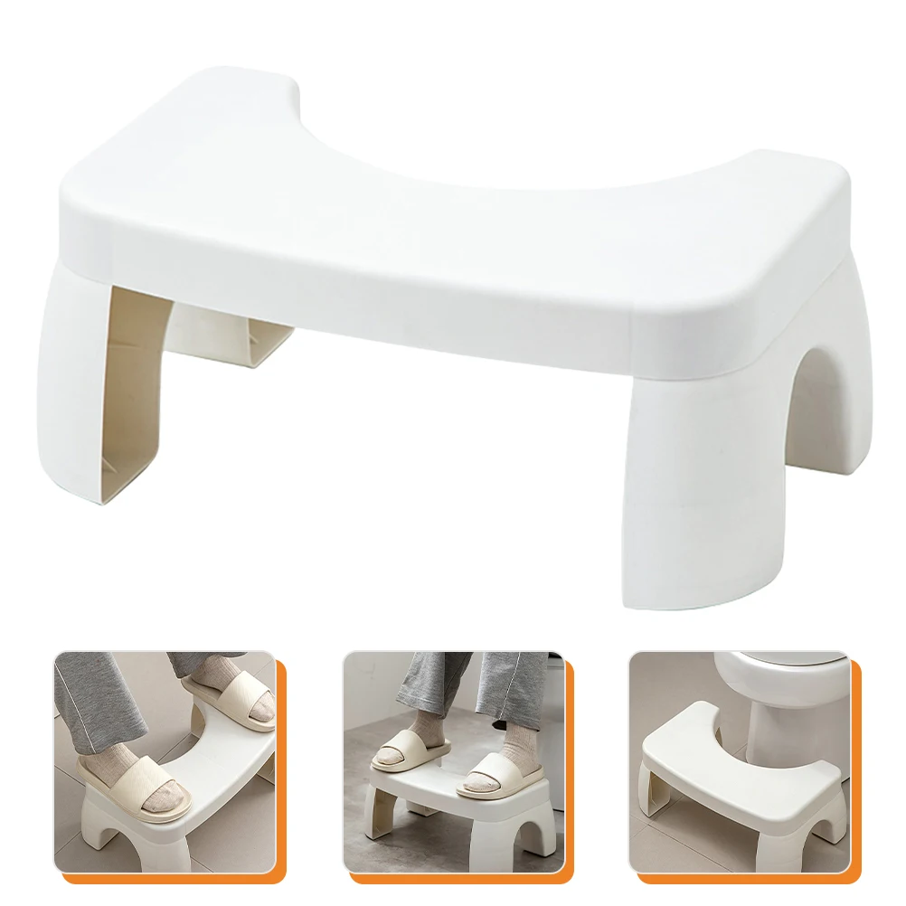 

Thickened Toilet Stool White Plastic Footstool AntiSlip Durable Bathroom Home Use Step Stool for Adults