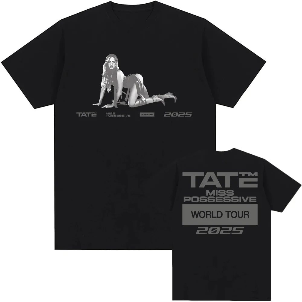 Miss Possessive 2025 World Tour Tee Tate McRae Graphic Printing T-shirt Cotton Short Sleeve Unisex Streetwear Tshirt Men T Shirt