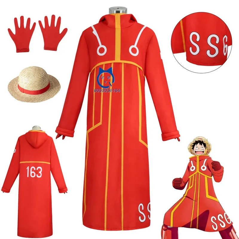 

Anime Egghead Island Monkey D Luffy Robe Cosplay Costume Luffy Jacket Hat Coat Suit Halloween Comic-Con party role play Outfit