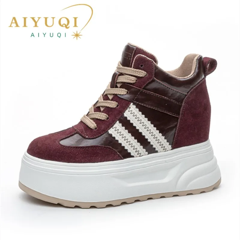 

AIYUQI Women Sneakers Boots Winter 2025 Fashion Platform High Heeled Women Short Boots 10cm Lace-up Trend Velvet Women Sneakers