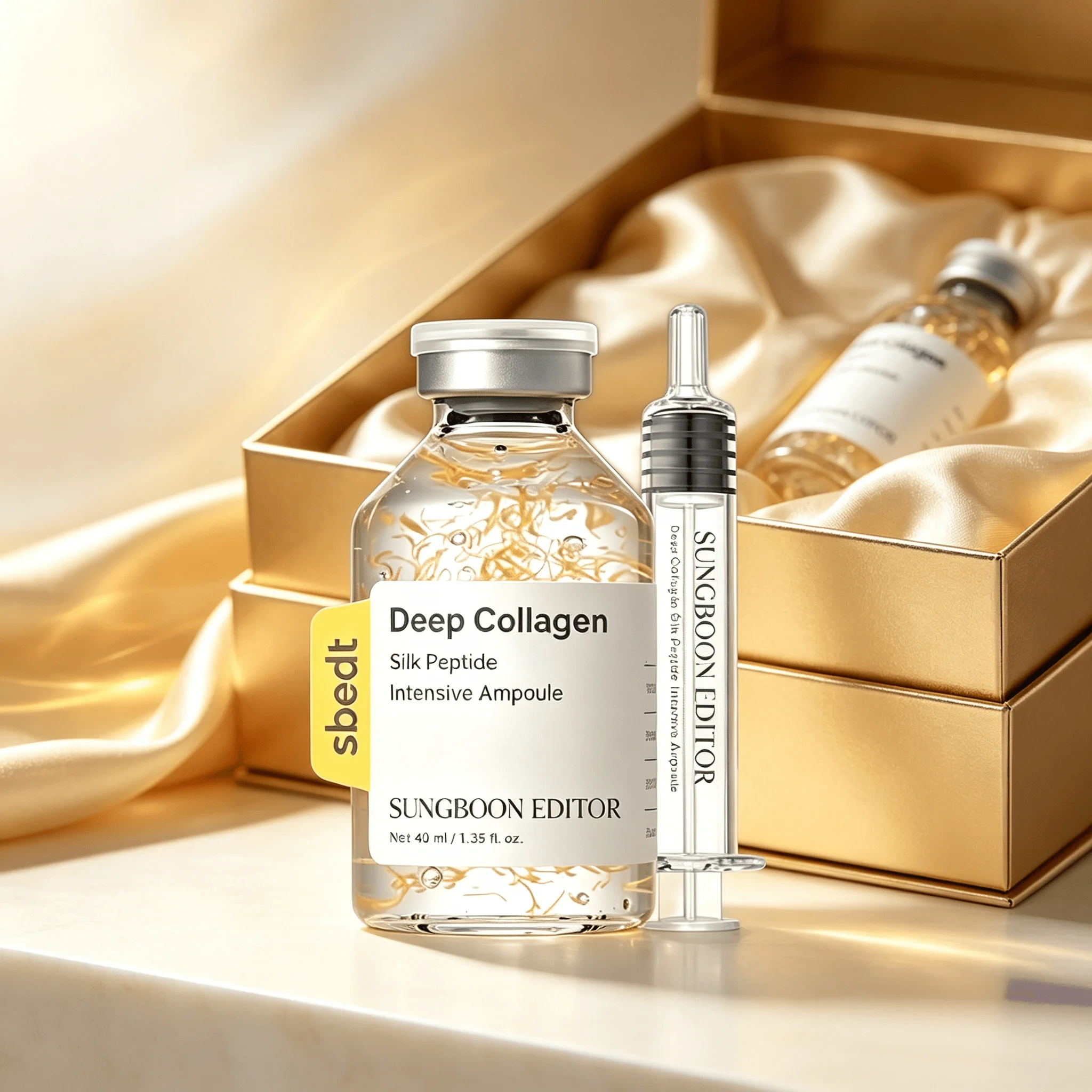 SUNGBOON EDITOR Glow Intensive Silk Peptide Ampoule 1.35 FL oz Unisex Facial Serum, Copper Peptides & Collagen Multi Peptide Serum, Deep Hydrating Korean Skincare, Smooth Fine Lines, Glass Skin Glow Ampoule Essence for Men Women Daily Face Care