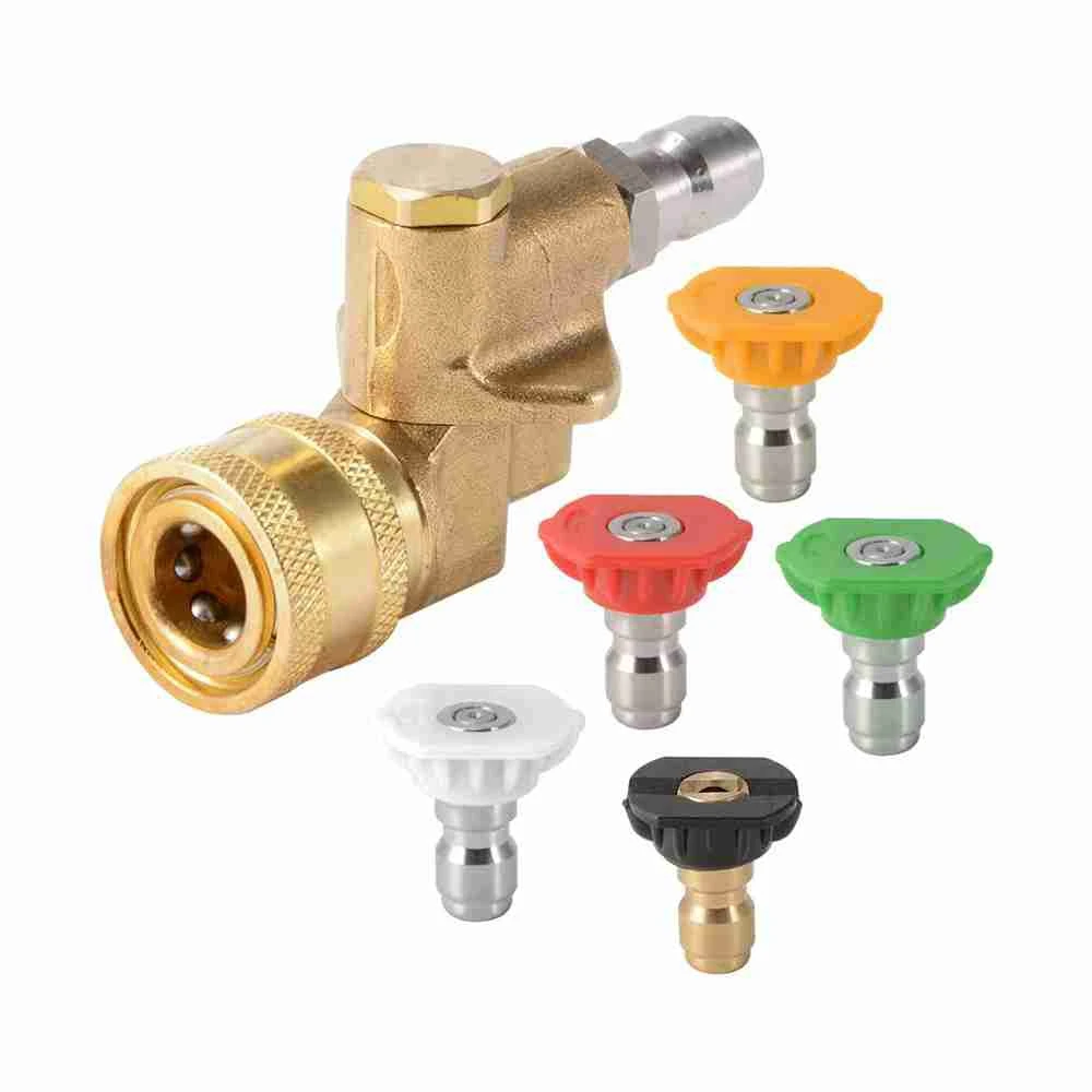 Car Washer High Pressure Washer Nozzle Tips Wand Pivot Coupler Power Spray Kit 4500 PSI Pivot Coupler with Nozzle Tips