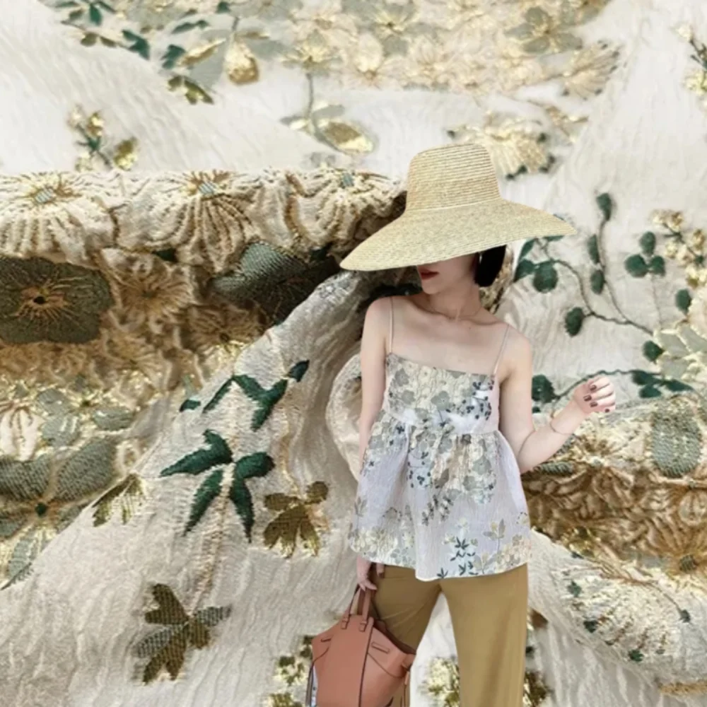 

Jacquard Fabric Organza Cut Flower Material Spring Summer Clothing Dress Fabrics Fashion Design Wholesale Cloth By The Meter