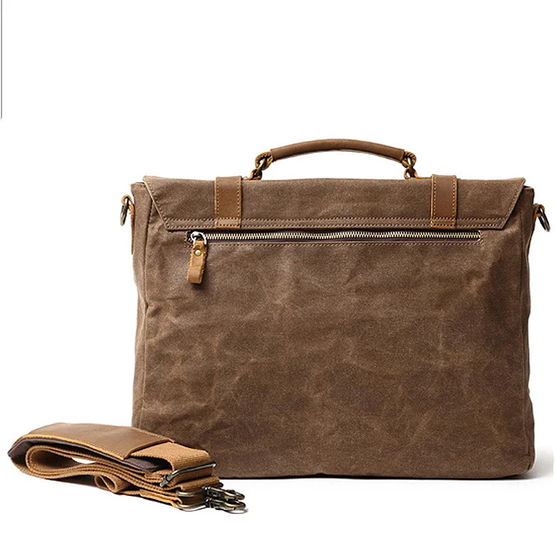 Bolso de hombro de lona para hombre, maletín para ordenador portátil