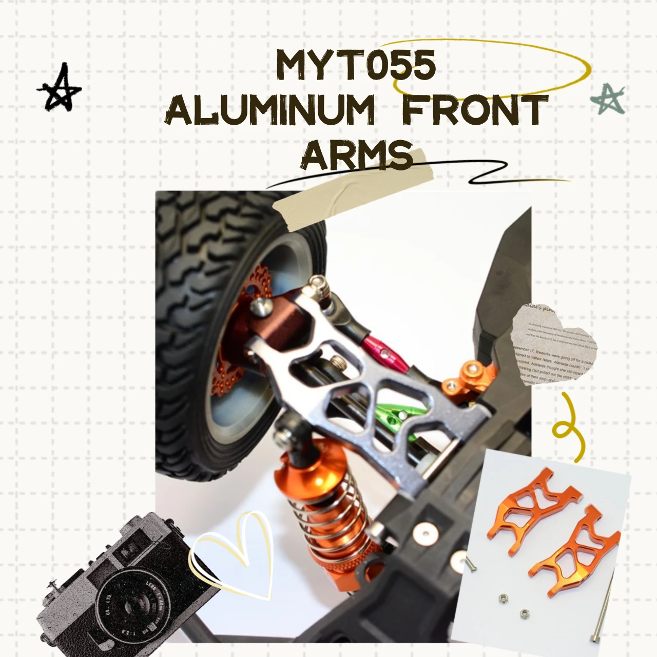 Bracciones delanteros de aluminio para camión trofeo AXIAL 1/18 Yeti Jr Score