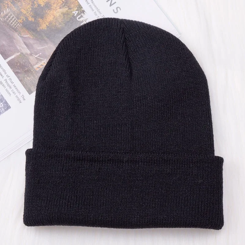 Unisex Knitted Hat Customized Logo Outdoor Warm Men Solid Color Crimping Skullies Beanie Cap Hip Hop for Women Winter Ski Caps