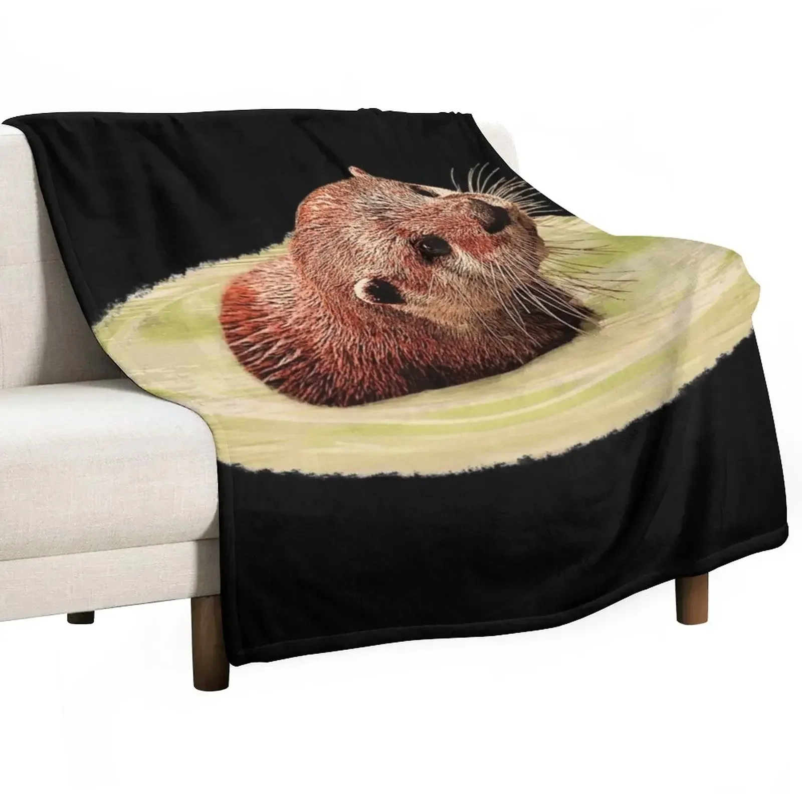 Otter canvas pattern, animal lover outfits, adorable ottershirts Throw Blanket Decorative Beds Softs Beautifuls Blankets