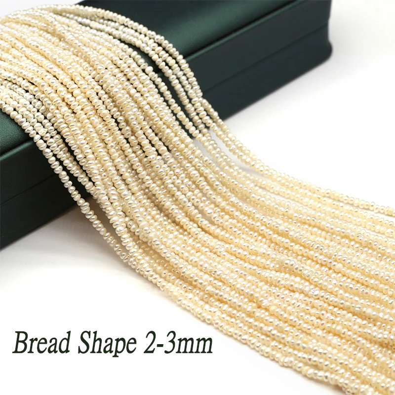 

2-3mm Natural Zhuji Freshwater Pearl Beads Small Tiny Bread Mother Pearl for Jewelry Making Diy Necklace Accessoires 14inch